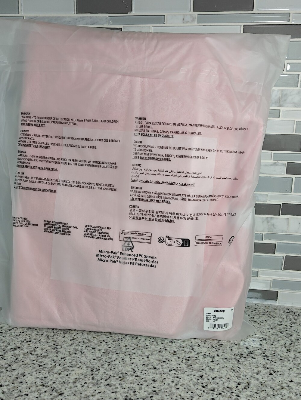 Skims Terry Jumbo Tote (melon pink) - Picture 4 of 10